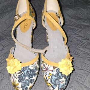 Ruby Shoo Floral Yellow and Blue Women's Shoes